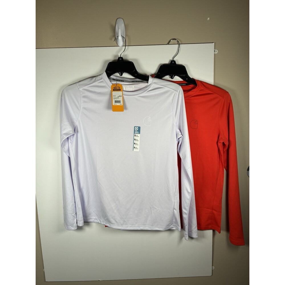 NWT 2 Carhartt Force Sun Defender Women's M Long Sleeve Graphic T-Shirt Lavender